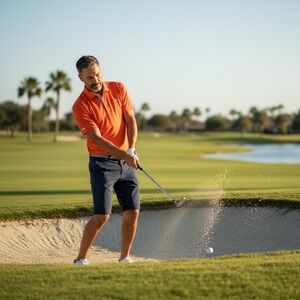 Good Good Golf Mens Performance Polo Shirt Orange Short Sleeve GG Logo Large